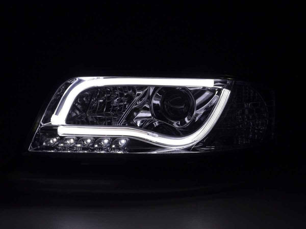 FK Pair LED DRL Lightbar Headlights Audi A6 C5 4B 01-04 Chrome RHD