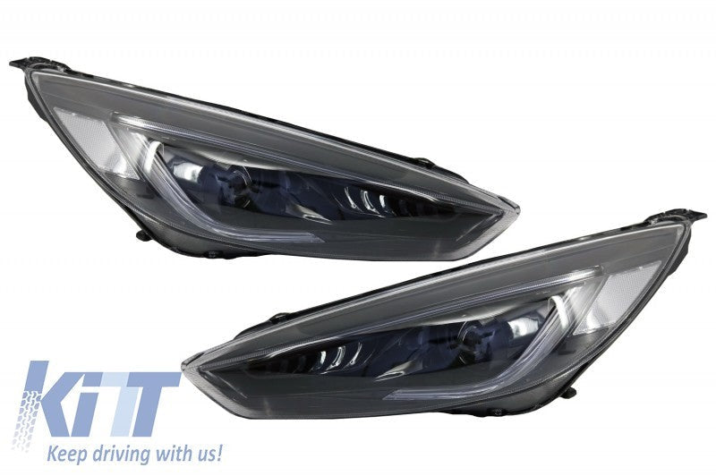 KT Pair LED DRL Bi Xenon Dynamic Demon Headlights Ford Focus 3 Mk3 15-17 LHD