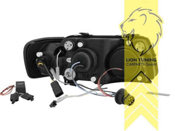 LTG Pair CCFL LED DRL Halo Ring Headlights Audi A3 8L 96-00 Black LHD