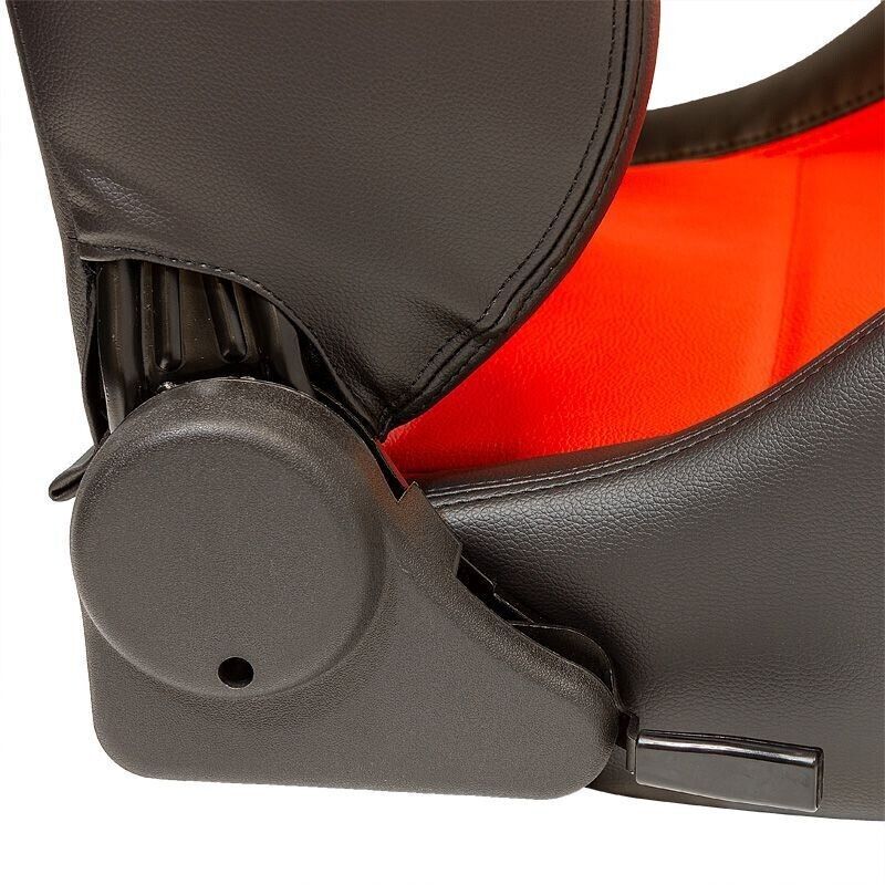 x2 Autostyle Black & Bright Red Sports Car Bucket Seats Synth Leather +slides
