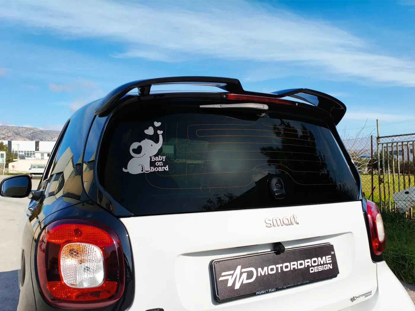 Motordrome Design Roof Spoiler Rear Wing Smart 453 Fortwo 14-24 Unpainted PU