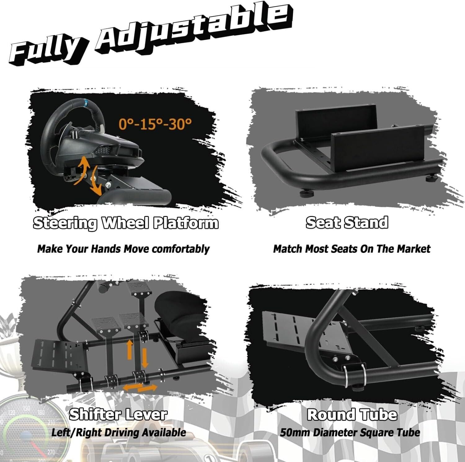 Driving Game Sim Racing Frame Rig - Add Seat Wheel Pedals Xbox PS PC Console F1