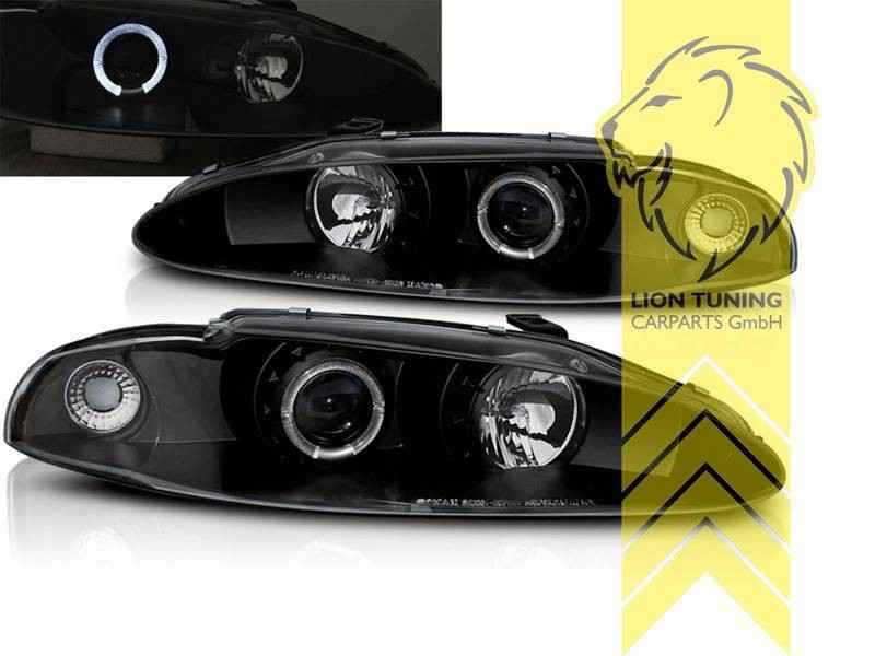 LTG LED Halo DRL Headlights Mitsubishi Eclipse 2 D3 95-96 Black EXPORT ONLY