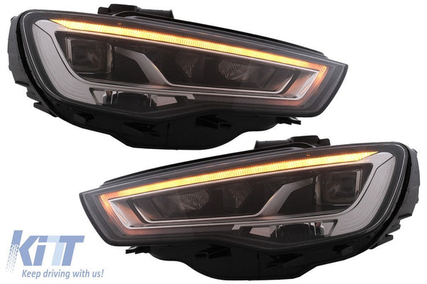 KT LUXE Pair Full LED DRL Seq Dyna Headlights Audi A3 8V Pre-Facelift 13-16 LHD
