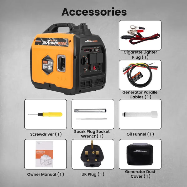 MXPR Petrol Inverter Generator Silent Portable 3500W 4 Stroke Engine Camping
