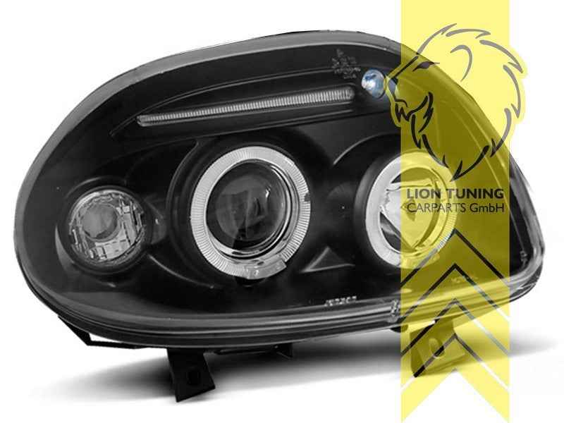 LTG Pair LED DRL Halo Ring Headlights Renault Clio B BB CB LB SB 98+ black LHD