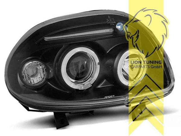 LTG Pair LED DRL Halo Ring Headlights Renault Clio B BB CB LB SB 98+ black LHD