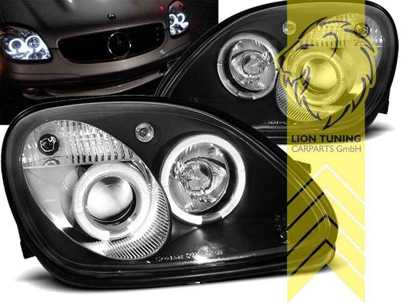 LTG Pair LED DRL Lightbar Headlights Mercedes SLK R170 96-04 Black LHD