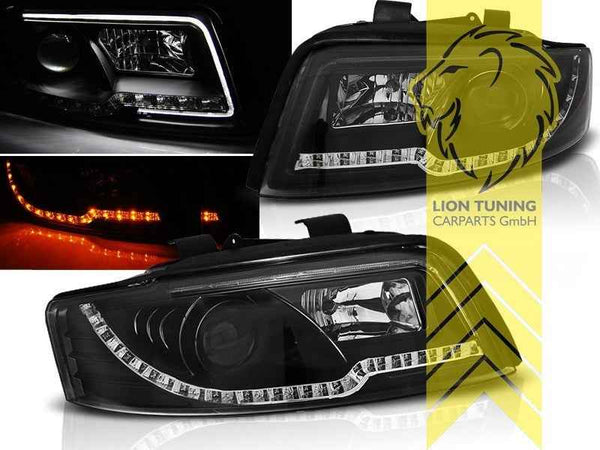 LTG Pair LED DRL Lightbar Headlights Audi A4 B6 8E Sedan Avant 00-04 black LHD