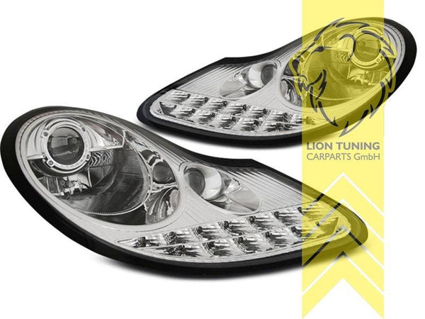 LTG Pair LED DRL Headlights Porsche 911 996 Boxster 986 Spyder 96-06 Chrome LHD