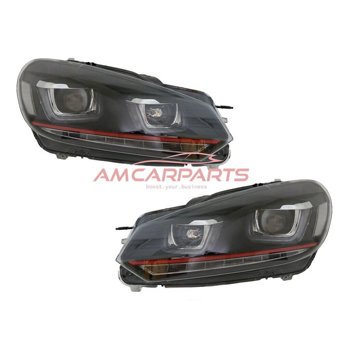 AMCP Pair LED DRL Halo U Lightbar Headlights VW Golf 7 VI 08-14 LHD