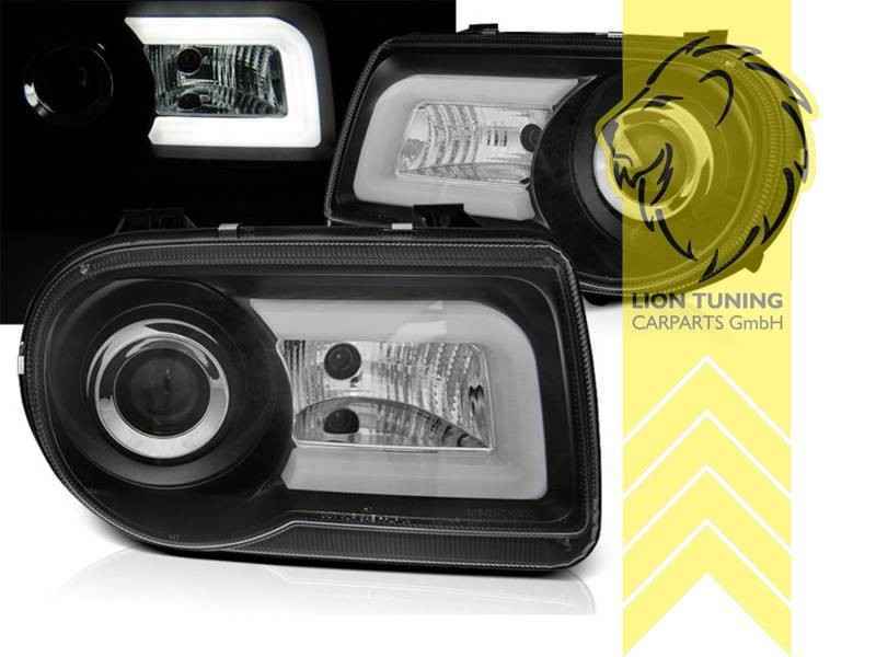 LTG Pair LED Halo DRL Headlights Chrysler 300C Sedan LX 04+ Black EXPORT ONLY