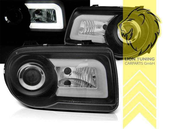 LTG Pair LED Halo DRL Headlights Chrysler 300C Sedan LX 04+ Black EXPORT ONLY