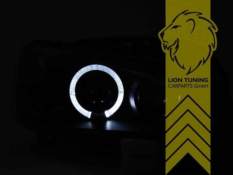 LTG Pair LED DRL Halo Ring Headlights Peugeot 106 1 II 2 96-04 black LHD