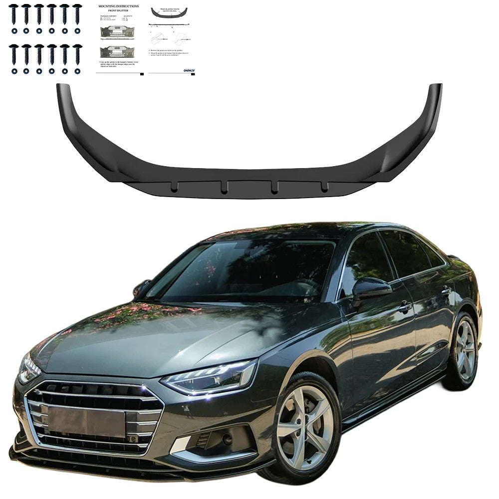 OW Front Bumper Lip Splitter VW AUDI A4 B9 Facelift 2019-2024 Gloss Black