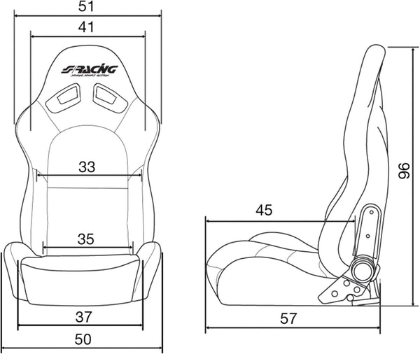 Simoni Racing x2 SRS/12 Charles - Universal Reclining Sports Bucket Seats + Runners Black Alcantara Velour Suede Fabric