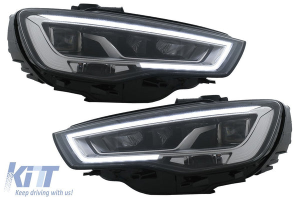 KT LUXE Pair Full LED DRL Seq Dyna Headlights Audi A3 8V Pre-Facelift 13-16 LHD
