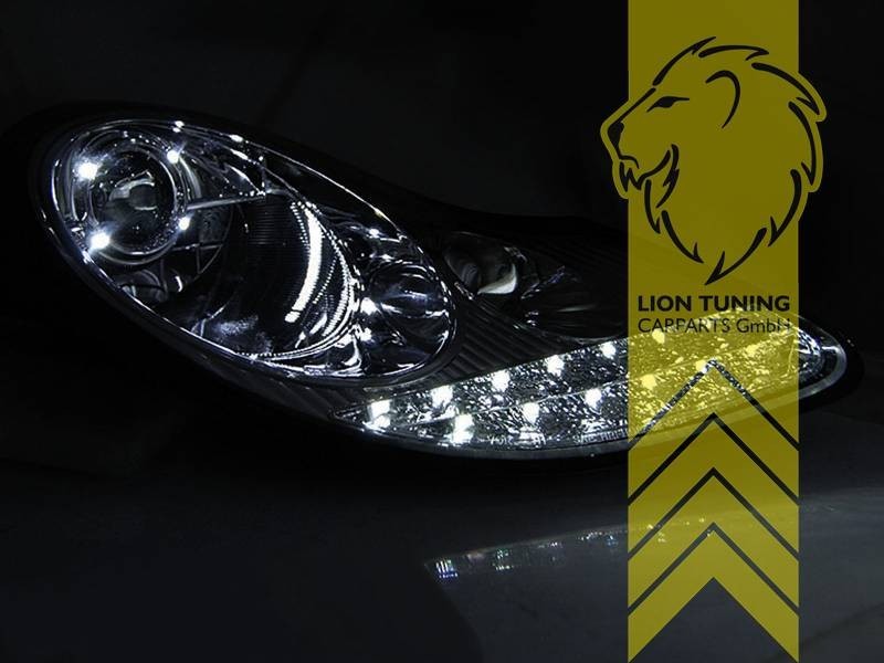LTG Pair LED DRL Headlights Porsche 911 996 Boxster 986 Spyder 96-06 Chrome LHD