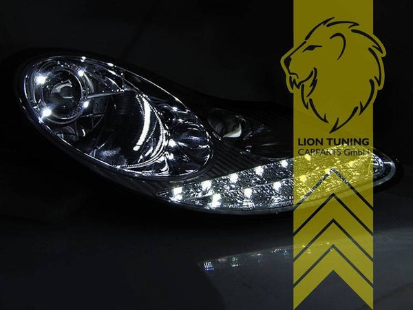 LTG Pair LED DRL Headlights Porsche 911 996 Boxster 986 Spyder 96-06 Chrome LHD