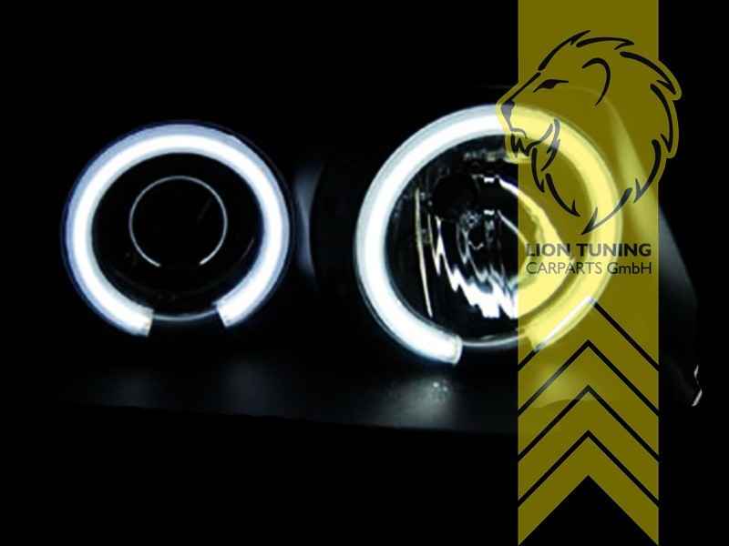 LTG Pair CCFL LED DRL Halo Ring Headlights Audi A3 8L 96-00 Black LHD