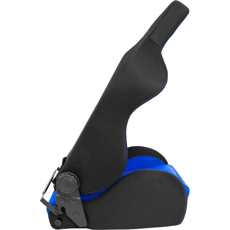 x2 Autostyle Black & Bright Blue Sports Car Bucket Seats Synth Leather +slides