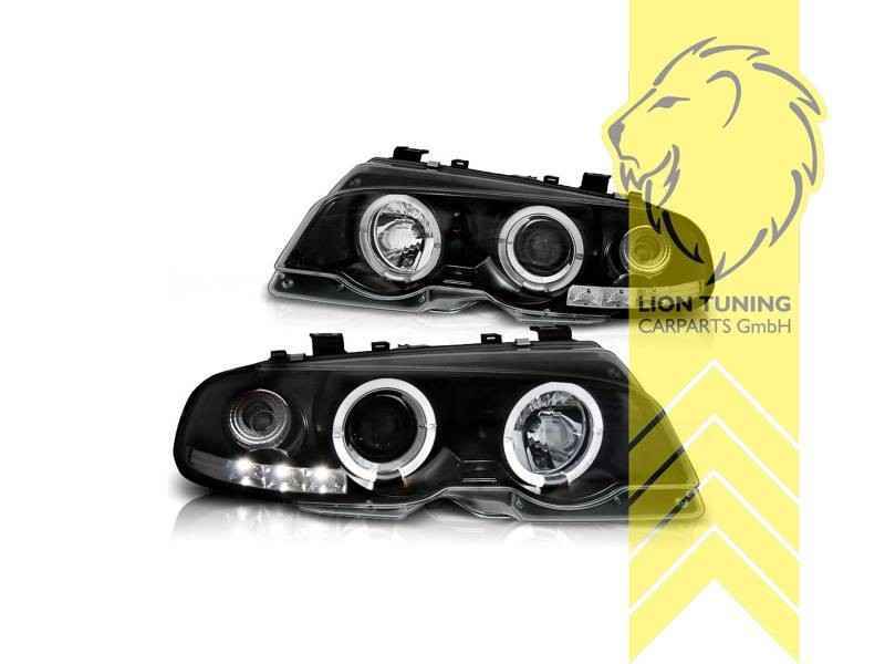 LTG LED Halo Ring DRL Headlights BMW E46 Coupe Cabrio Black LHD EXPORT ONLY