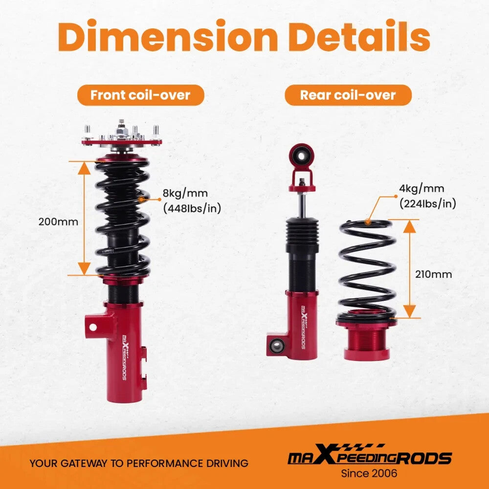 MXPR 24 Level Pro Lowering Coilovers Suspension Hyundai Veloster 2012-2016 1.6L