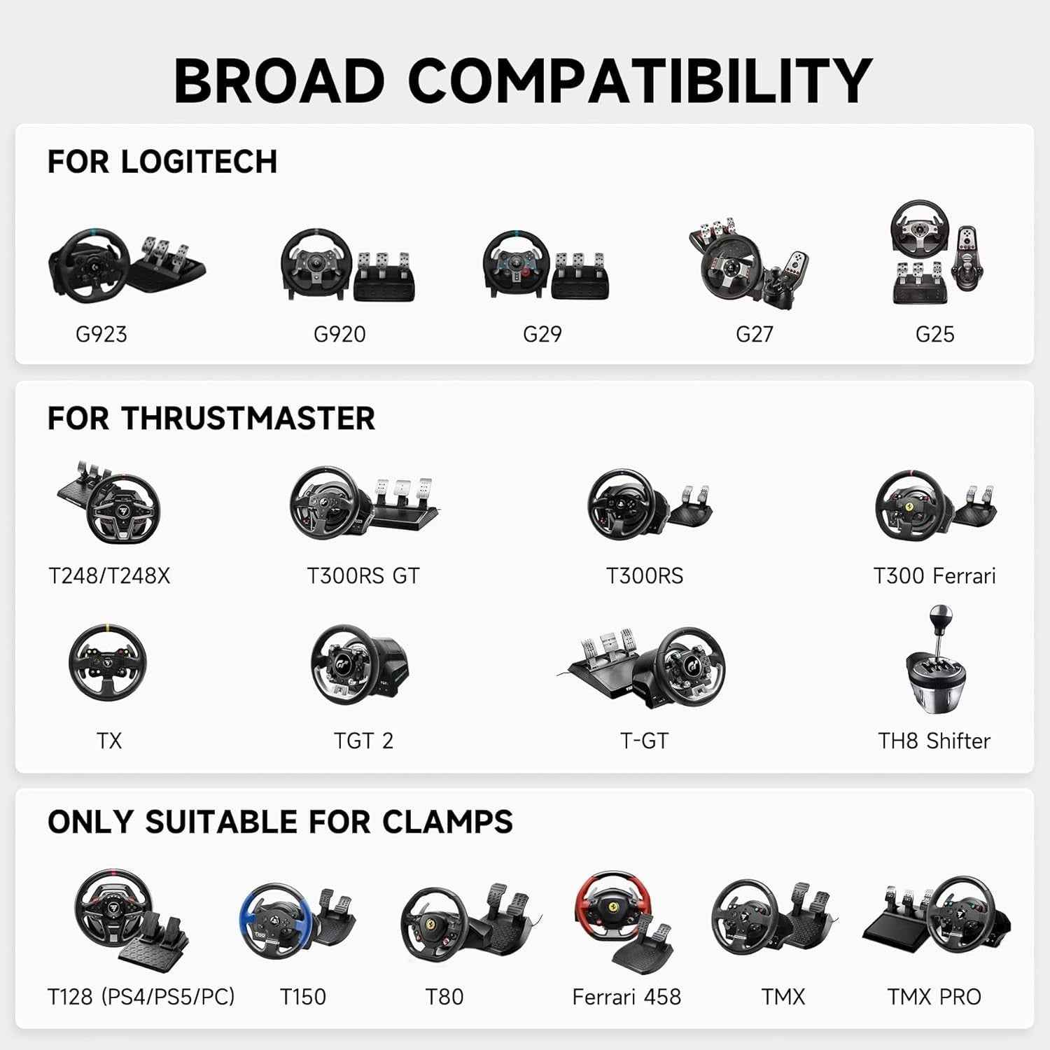 LED Strip Driving Game Sim Racing Frame Stand for Wheel Pedals Xbox PS PC