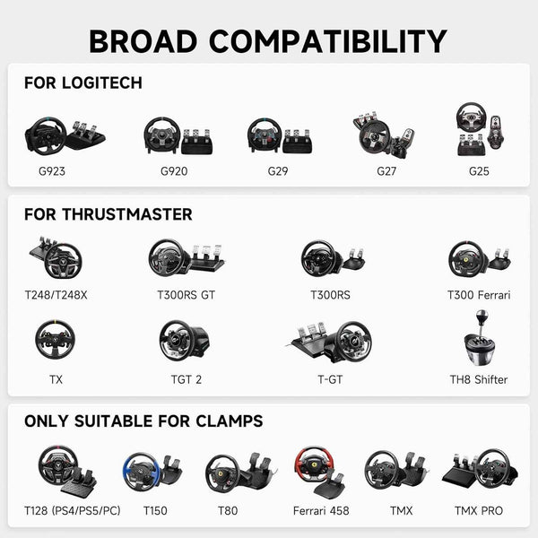 LED Strip Driving Game Sim Racing Frame Stand for Wheel Pedals Xbox PS PC