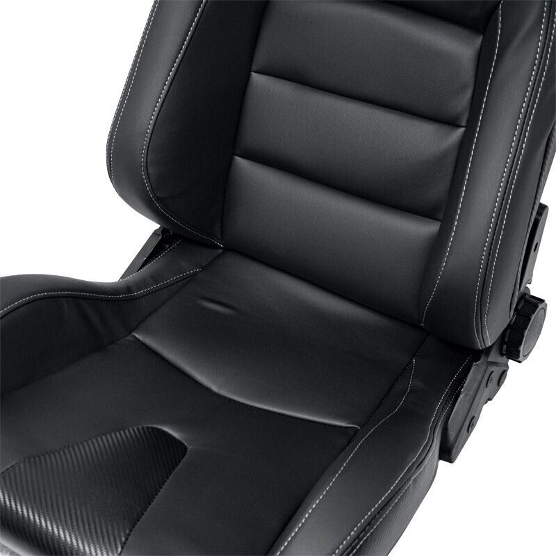 UK STOCK -ATS RK x2 Sports Bucket Seat Black Silver Stitch recline + runners