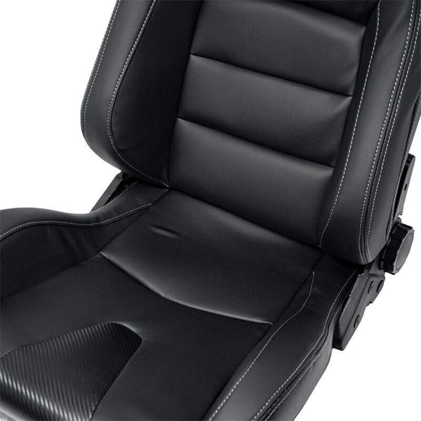 UK STOCK -ATS RK x2 Sports Bucket Seat Black Silver Stitch recline + runners