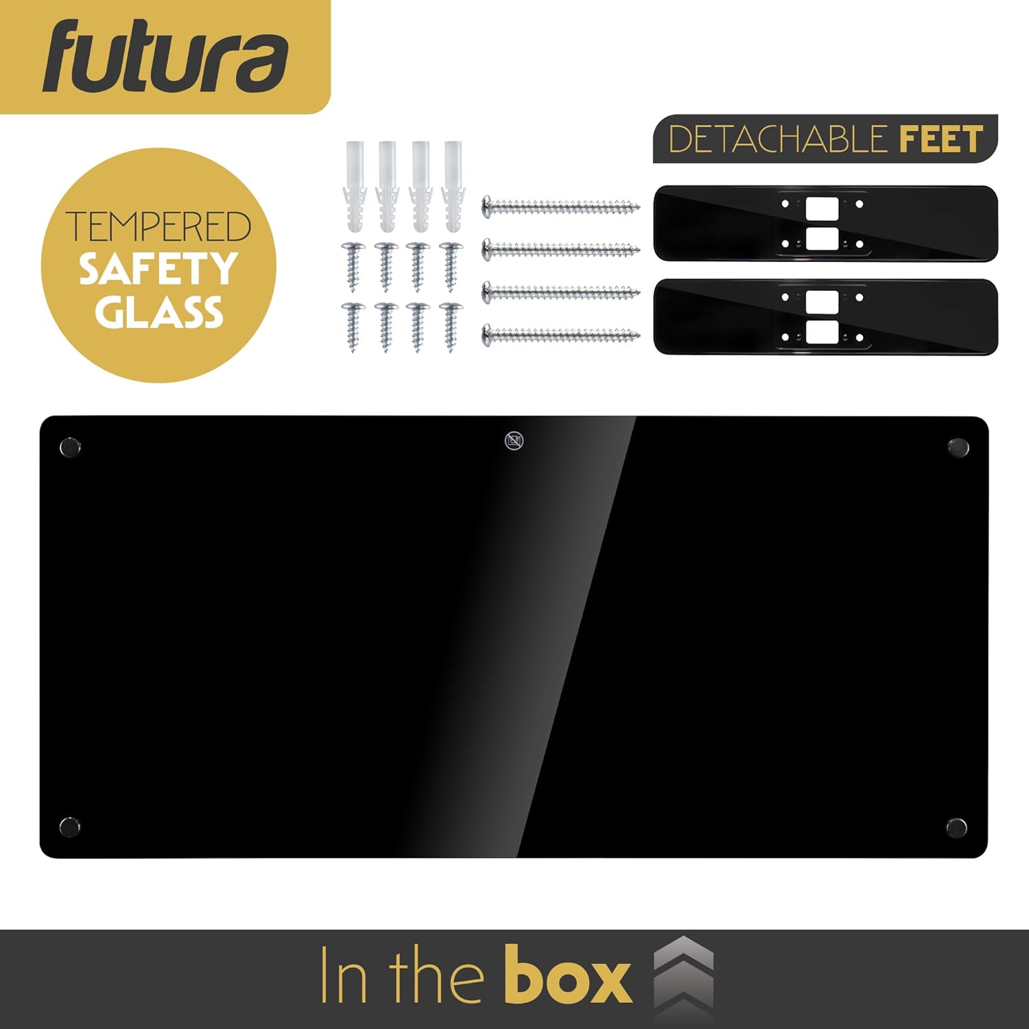2000W Black Glass WIFI Smart Electric Radiator Heater with Thermostat Futura