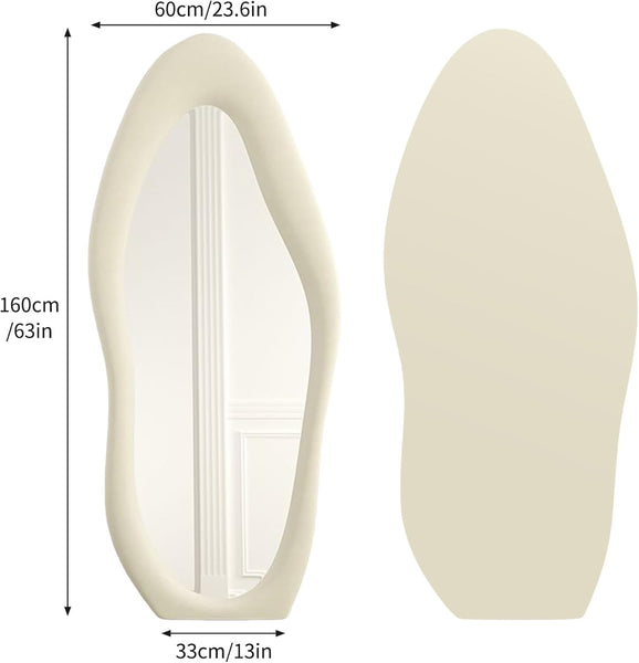 Asymmetrical Wavy Full Length Mirror 168x68cm Arch Floor Standing CEIEVER