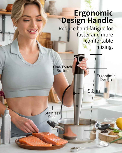 SHARDOR Hand Blender 1100W 5 in 1 Stick Blender 20 Speed Turbo Hand Whisk
