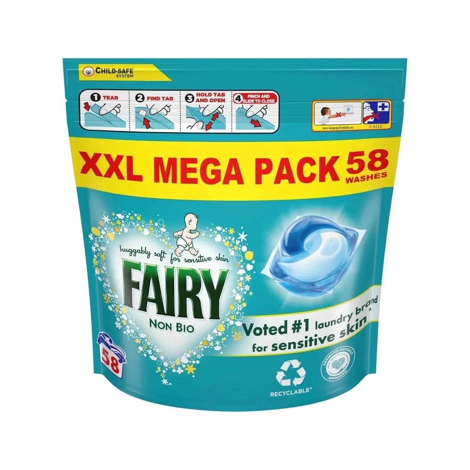 Fairy Non Bio Pods for Sensitive Skin 58 Tablets