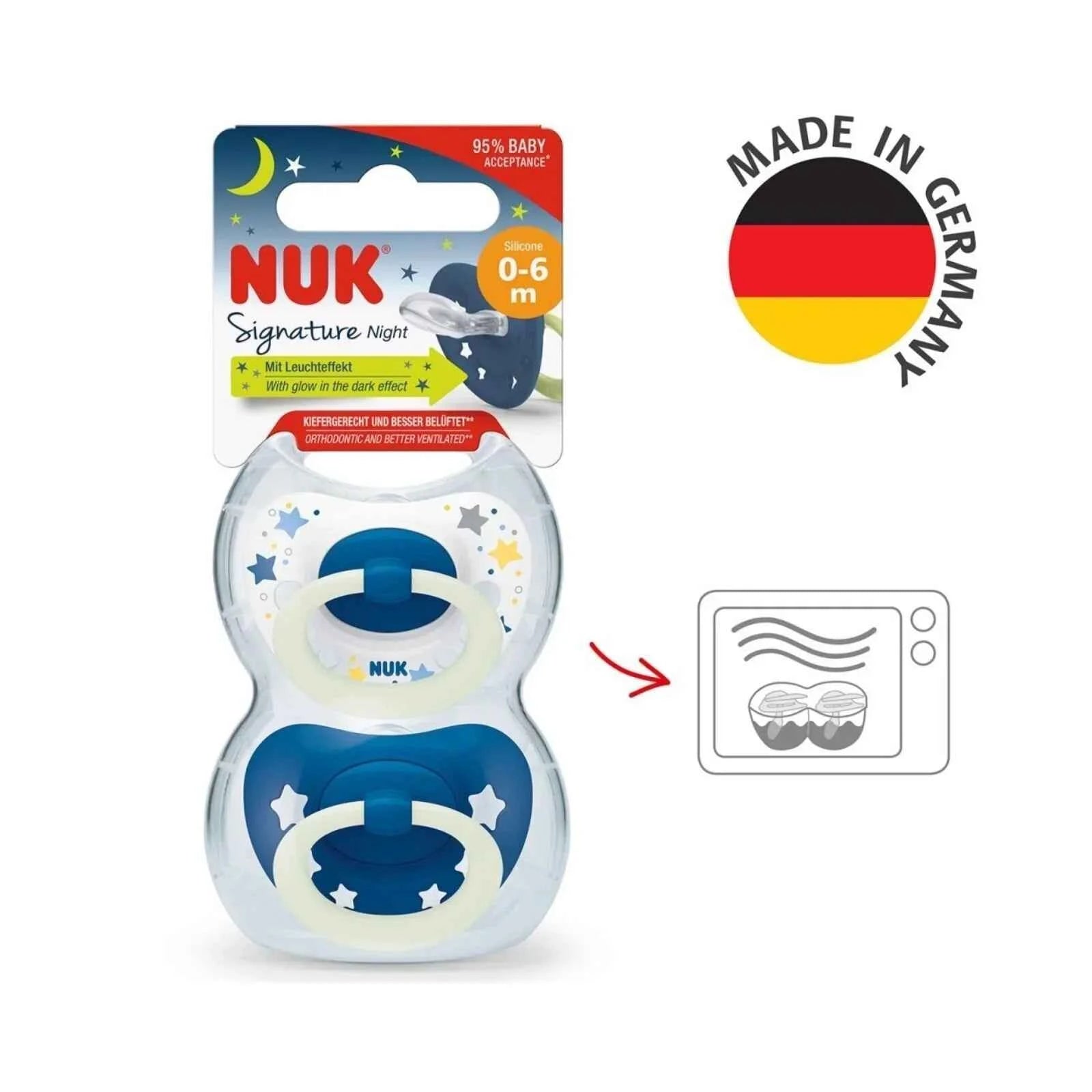 NUK Signature Silicone Soothers 0-6 months - Night Blue