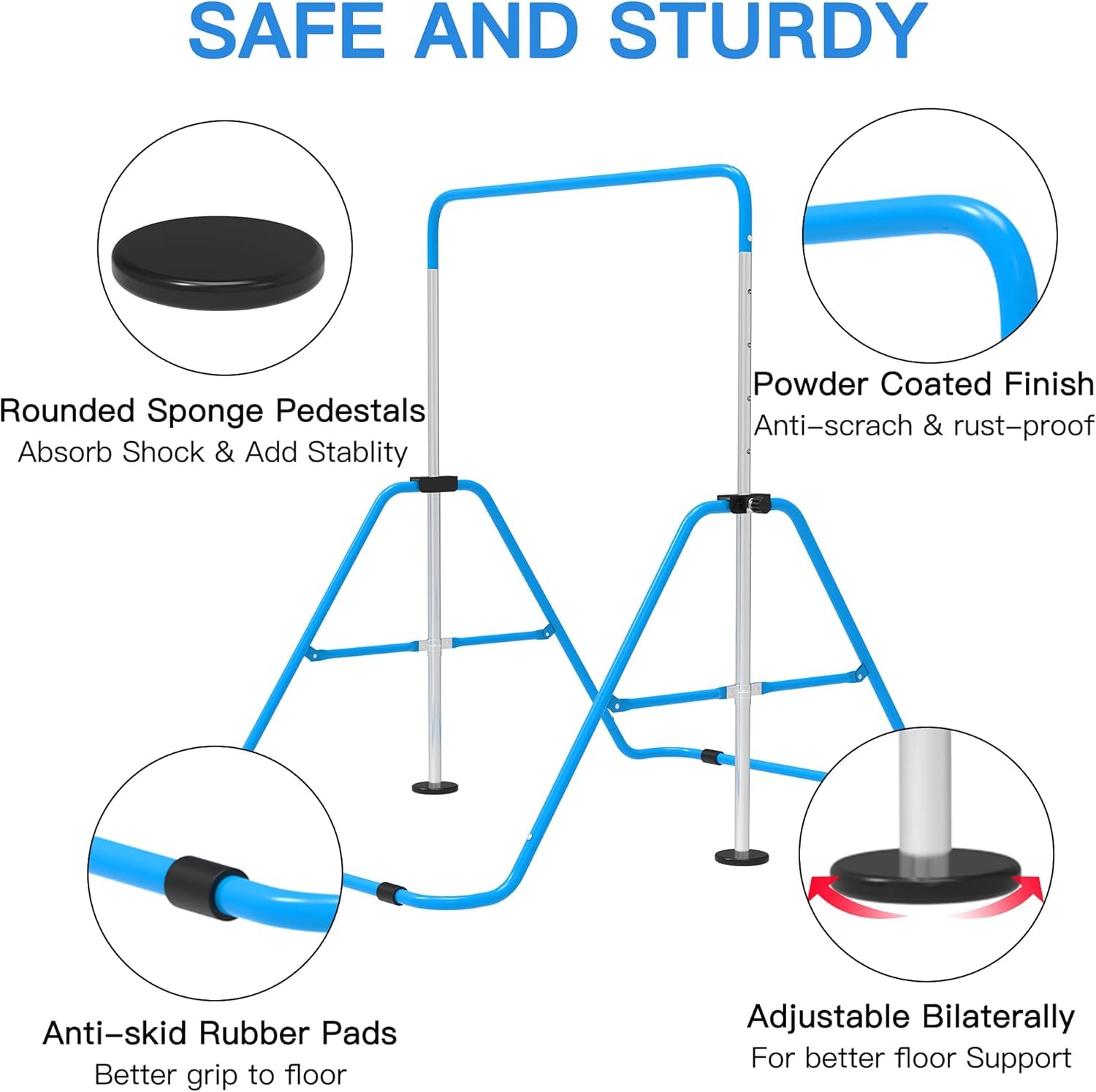 EVERYMILE Gymnastics Bars, Junior Training Kip Bar Gymnastics Equipment for Home,Adjustable Height Folding Horizontal Bar with Gymnastic Rings for Kid