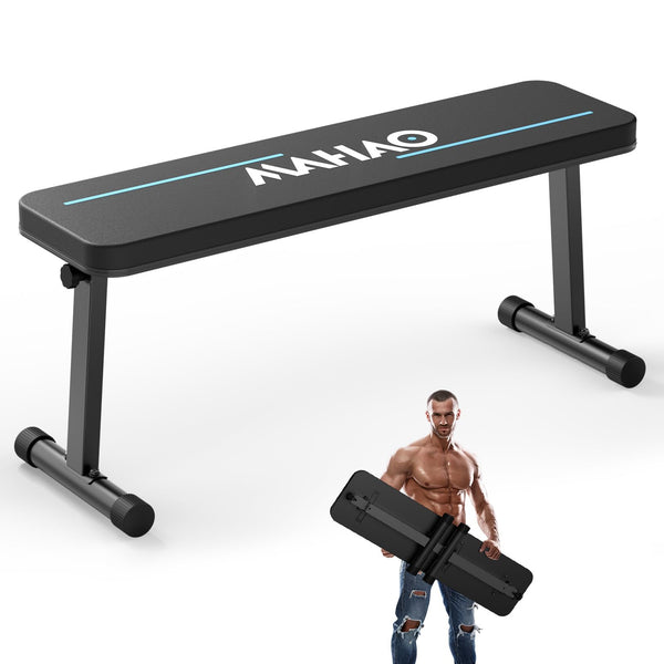 MAHAO Flat Weight Bench, Foldable Workout Bench for Home Gym with 660 LBS Weight Capacity, Flat Bench Press for Full Body Workout, Black MB20