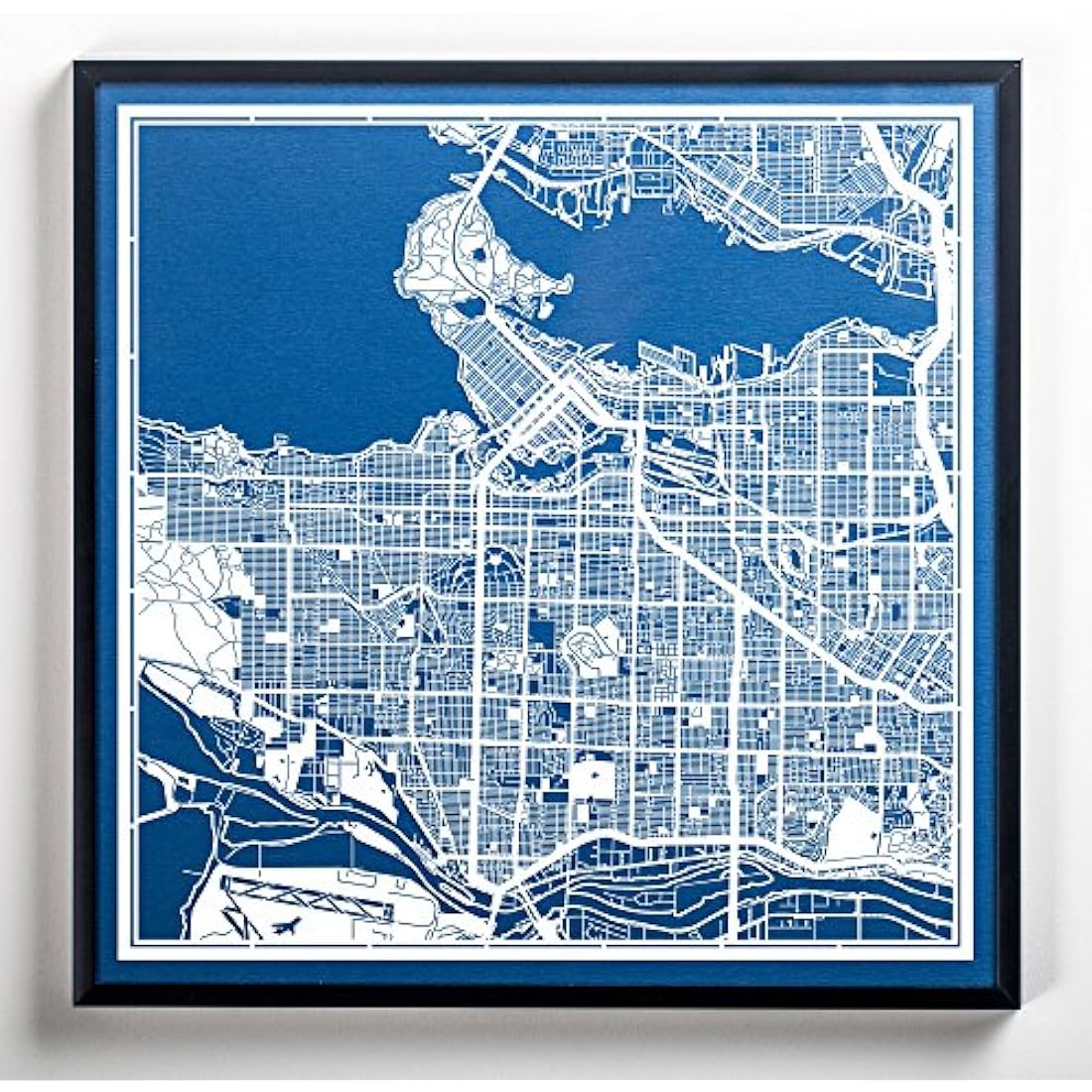 Vancouver Paper Cut Map White 30x30 cm Paper Art