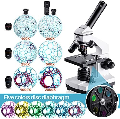 BEBANG 100X-2000X Microscope for Kids Adults, Professional Biological Microscope Kit for Students School Laboratory