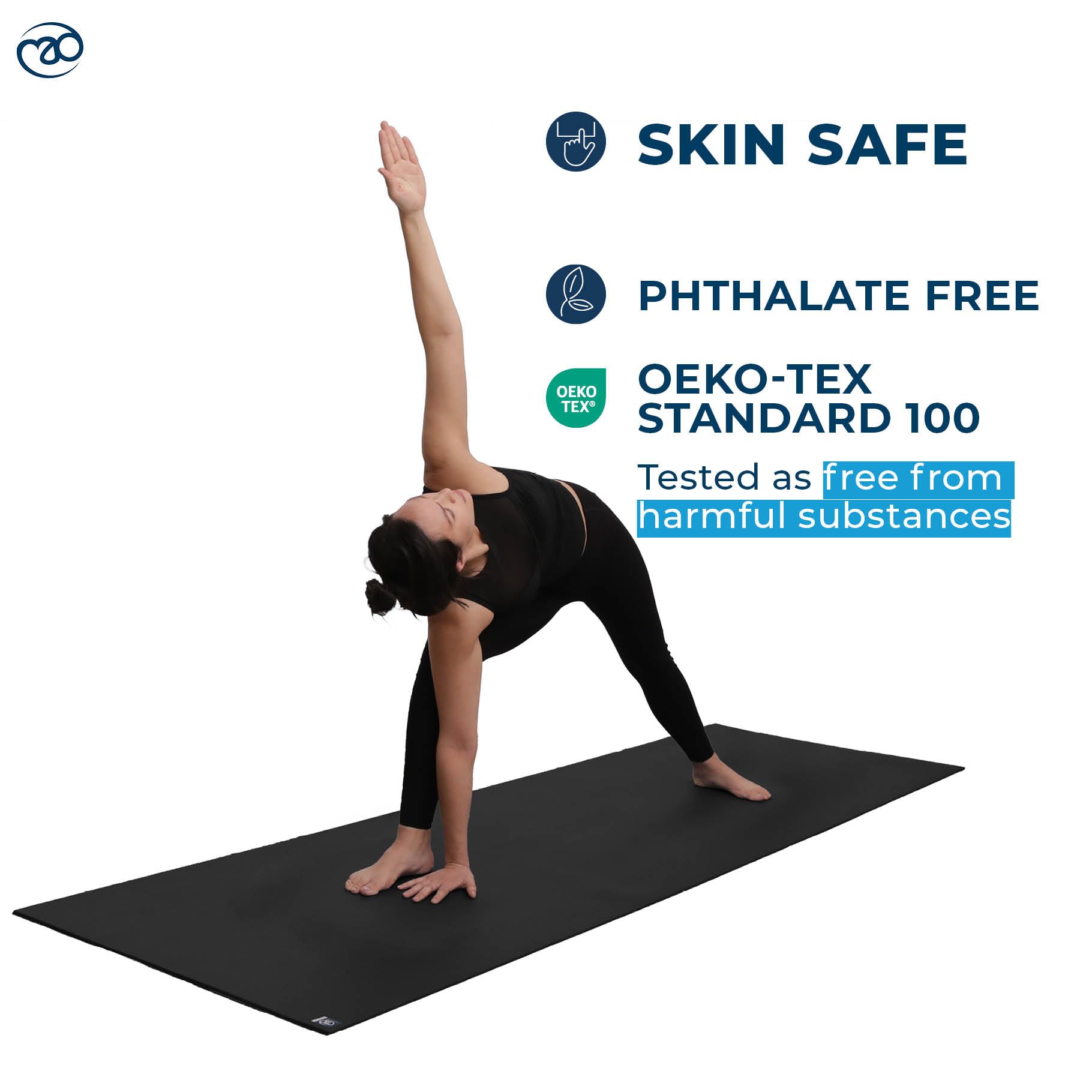 Yoga-Mad Studio Yoga Mat | Extra Long 220cm Length | 80cm Width | Non Slip High Density Exercise Mat | Used for Pilates, Yoga, Stretching, Home