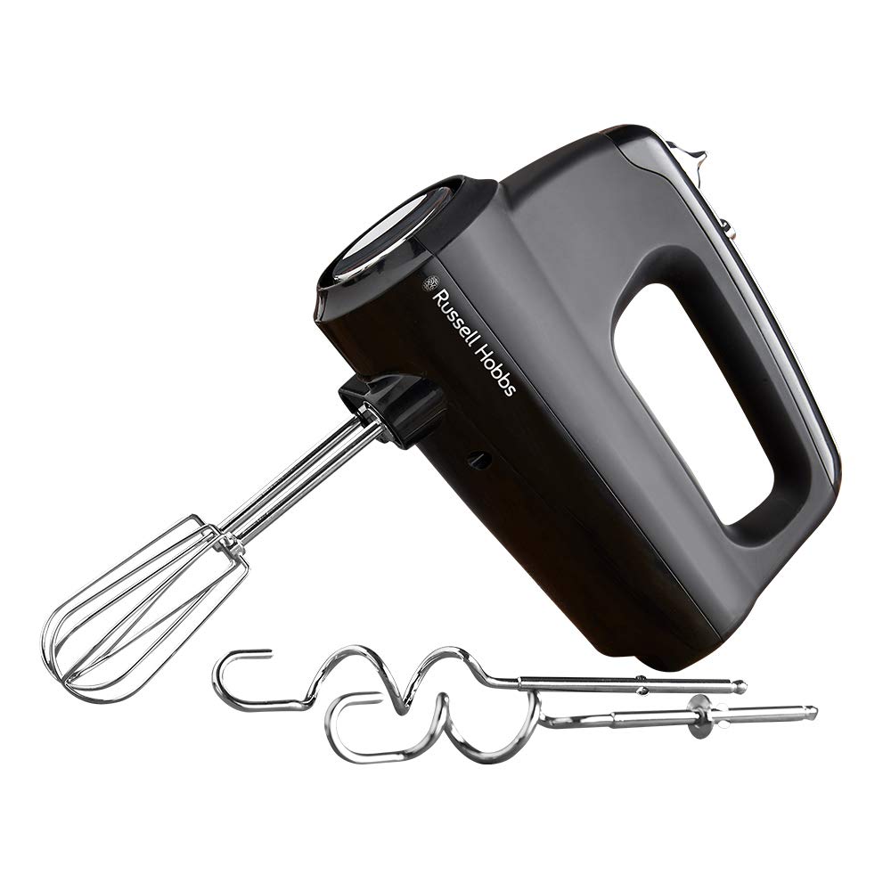 Russell Hobbs Desire Electric Hand Mixer with 5 speeds & turbo setting, 2 chrome plated beaters & 2 chrome plated dough hooks inc, all dishwasher