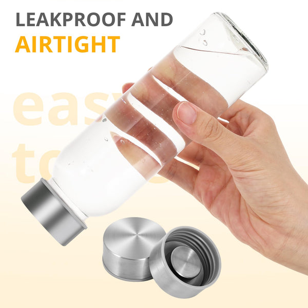 LIMILI Glass Bottles With Stainless Steel Lids, 300/350/750/1000ML Water Bottles, Leak Proof Reusable Drinking Bottles for Hot Cold Drinks, Work, Gym, Home