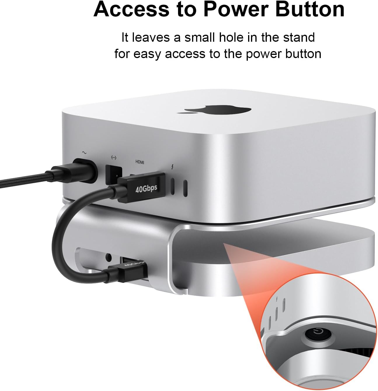Qwiizlab 40Gbps Mac mini M4/M4 Pro Stand Hub with USB4 NVMe SSD Enclosure, USB-C Host, 3 USB-A 2.0, 3.5mm Audio, Supports M.2 PCIe up to 8TB, Compatible with Thunderbolt 4/5