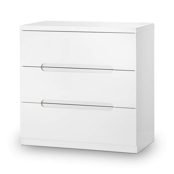 Julian Bowen Manhattan 3 Drawer Chest - High Gloss White Chests
