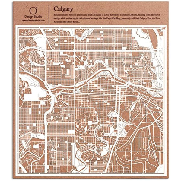 Calgary Paper Cut Map White 30x30 cm Paper Art