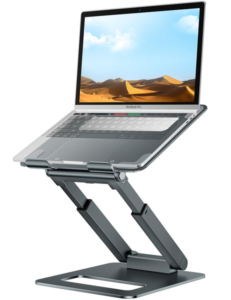 Laptop Stand for Desk Adjustable Height, Ergonomic Sit Stand Computer Stand for Good Posture, Aluminum Standing Laptop Riser for Protecting Spine