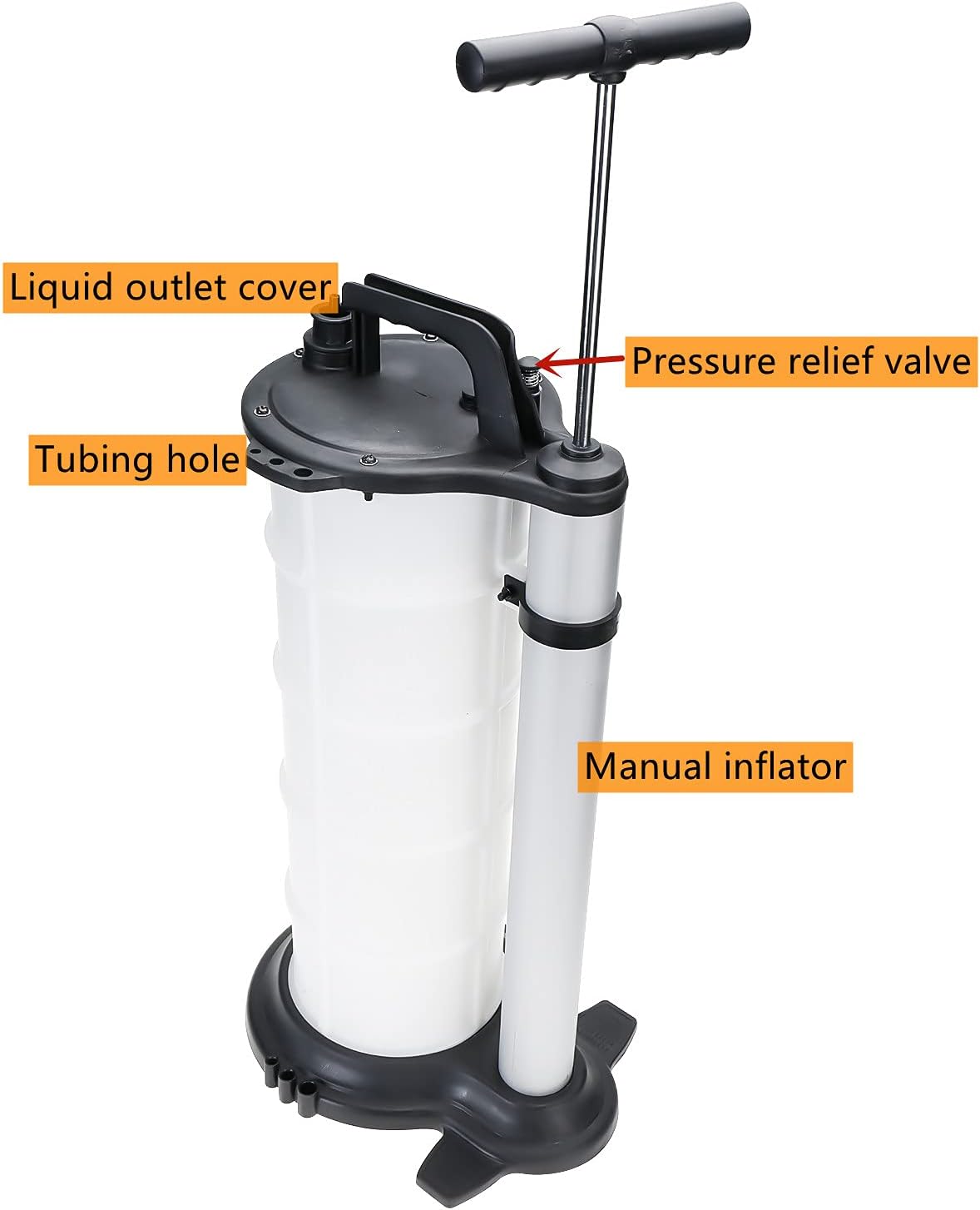 BOOMSTART 9L Manual Vacuum Oil Pump Fluid Extractor Suction Pump Oil Petrol Fuel Transfer Pump with 4 Tubes for Cars Motorbikes Marine Engines