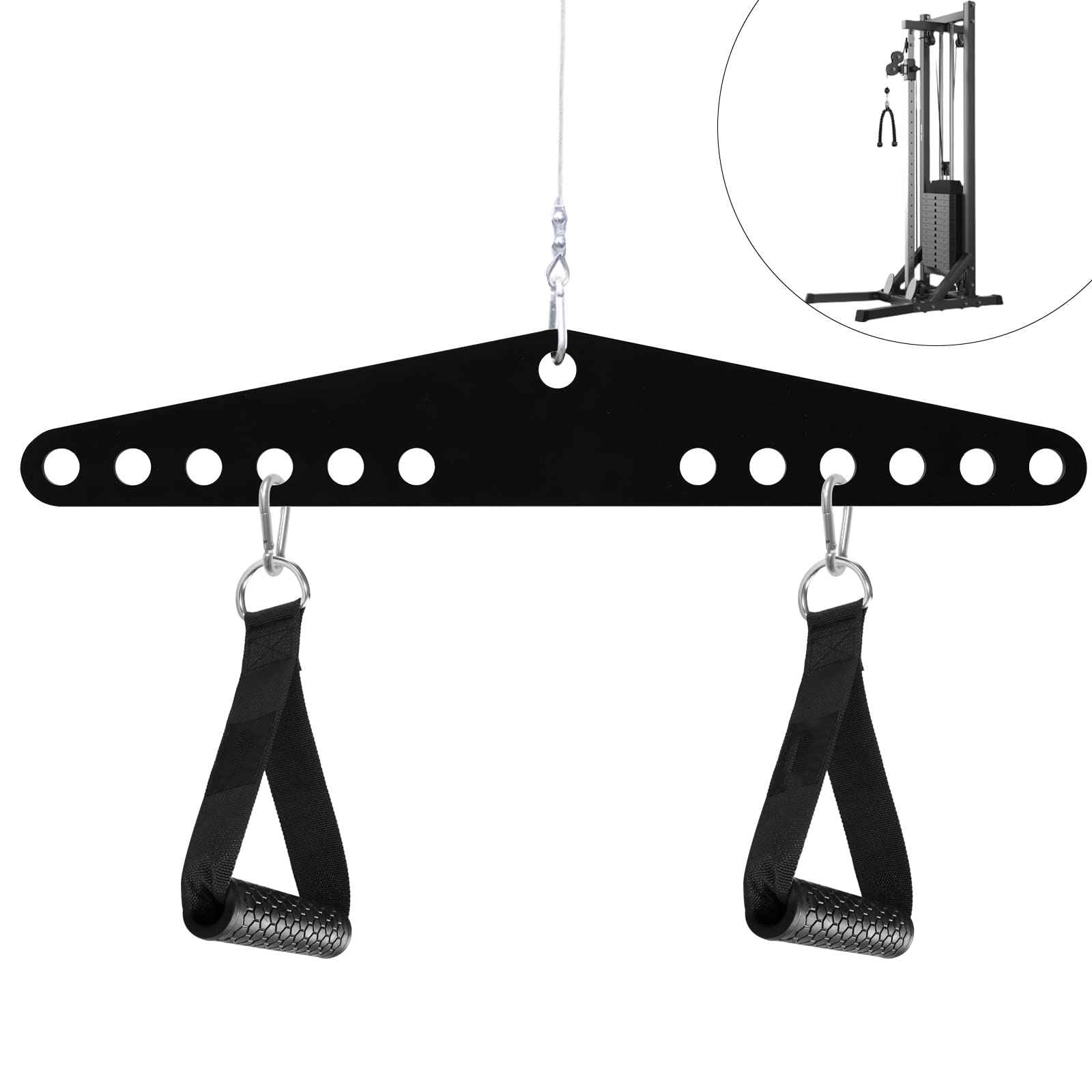 RIMLUFE Double to Single D Handle Cable Weight Workout Pulley System Adaptor Plate Spreader LAT Pull Down BarRope Attachments Cable Machine for Squat