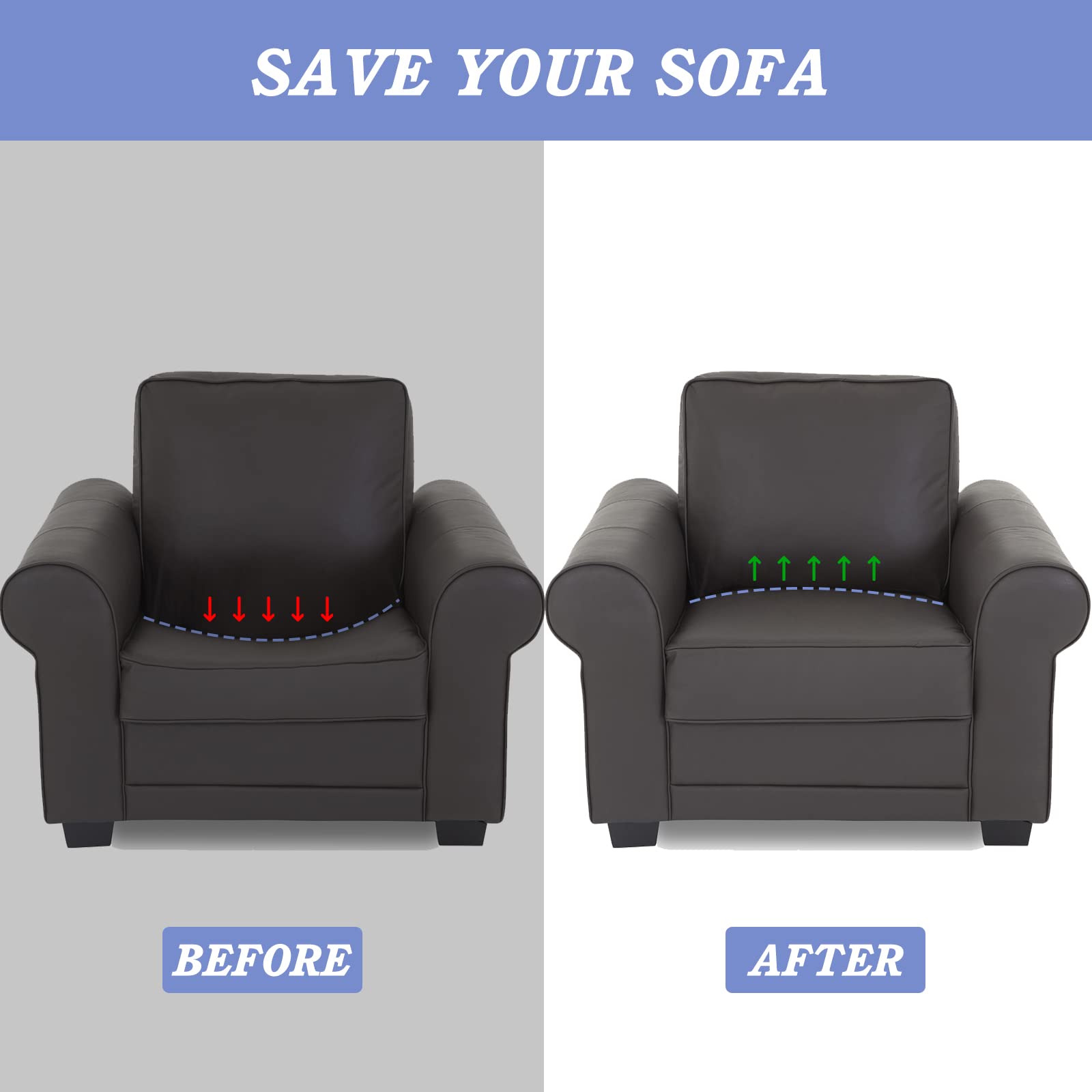 baibu Sofa Saver & Sponge Sofa Support Pad for Enhanced Comfort,Couch Sofa Seat Cushion Sag Repair -3PC